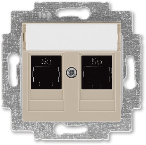 Розетка компьютерная без рамки ABB EPJ Levit 2-м. RJ45+RJ45 5e кофе макиато картинка